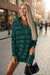 Brown Striped O-ring Zip Collared Loose Sweater Mini Dress