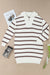 Brown Striped O-ring Zip Collared Loose Sweater Mini Dress