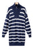 Brown Striped O-ring Zip Collared Loose Sweater Mini Dress
