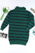 Brown Striped O-ring Zip Collared Loose Sweater Mini Dress