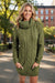 Olive Cowl Neck Cable Knit Sweater Dress