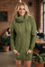 Olive Cowl Neck Cable Knit Sweater Dress
