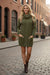 Olive Cowl Neck Cable Knit Sweater Dress