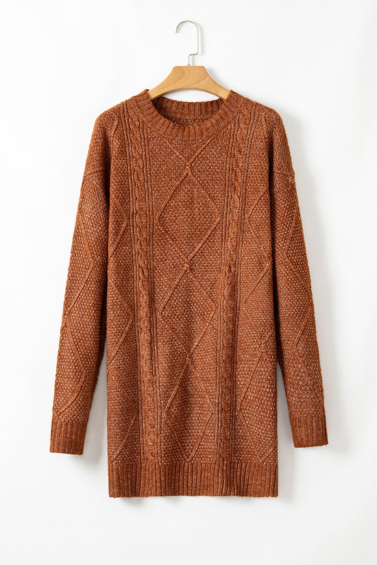 Robe de pull en vrac en tricot de câble à café