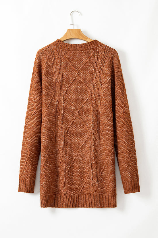 Robe de pull en vrac en tricot de câble à café