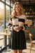 Black Stripe Two in One Knitted Top High Waist Splicing Hem Sweater Dress