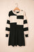 Black Stripe Two in One Knitted Top High Waist Splicing Hem Sweater Dress