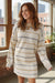 Multicolour Striped Print Drop Shoulder Shift Sweater Mini Dress