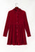 Robe bouton de velours à manches longues rouge à manches longues rouges