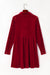 Robe bouton de velours à manches longues rouge à manches longues rouges