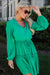 Sea Green Frilly V Neck Sfuck Sleeve Shift Mini Abito