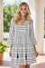 Stripe negro V Campana de cuenco Campana Mini Vestido *