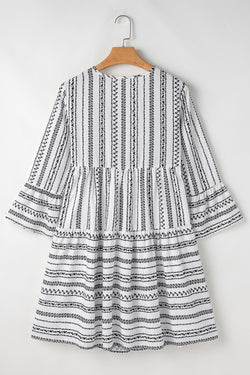 Stripe negro V Campana de cuenco Campana Mini Vestido *