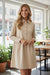 Oatmeal Corduroy Half Button Collared Long Sleeve Mini Dress