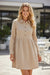 Oatmeal Corduroy Half Button Collared Long Sleeve Mini Dress