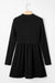 Black Frilled Neck Ribbed Knit Patchwork Long Sleeve Mini Dress