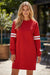 Fiery Red Varsity Contrast Banded Sleeve Shift Sweatshirt Dress