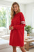 Fiery Red Varsity Contrast Banded Sleeve Shift Sweatshirt Dress