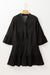 Chambray arruffato a 3/4 maniche a livello a V Mini abito