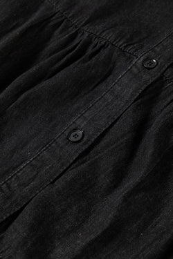 Chambray Ruffled 3/4 Sleeve Tiered Split V Neck Mini Dress