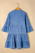 Chambray arruffato a 3/4 maniche a livello a V Mini abito