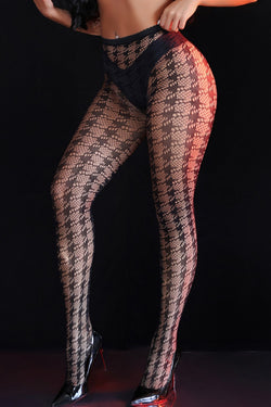 Black Sexy Houndstooth Pantyhose