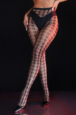 Black Sexy Houndstooth Pantyhose