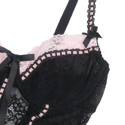 Black Sexy Lace Ruffled Suspender Nightdress