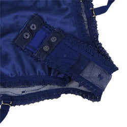 Black or Blue Deluxe Satin Lace Stitching Teddy