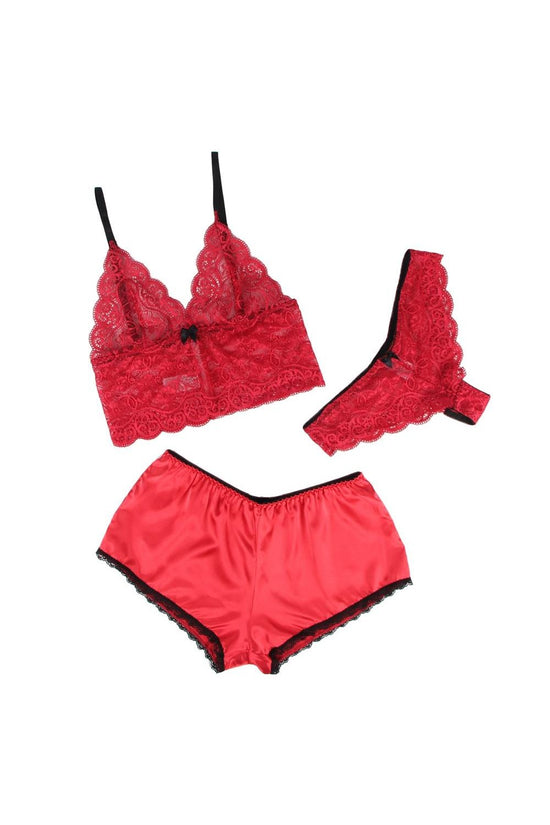 Sexy Silk Lace Camisole Sleepwear with Panties