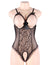 Black Open Cup Crotchless One-piece Teddy