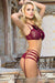 Sexy Red Velvet Floral Lace Patchwork Gartered Lingerie Set With Underwire