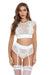 White Sexy High Waist Elegant Embroidery Bra And Garter Panty Set