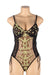 Fashion Embroidery Black Mesh Bodysuit With Underwire