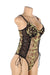 Fashion Embroidery Black Mesh Bodysuit With Underwire