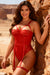 Jarretière sexy en dentelle fine avec anneau Teddy rouge