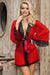 Sexy Long Sleeve Red Mesh Sleepwear With Belt