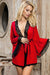 Sexy Long Sleeve Red Mesh Sleepwear With Belt