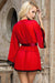 Sexy Long Sleeve Red Mesh Sleepwear With Belt
