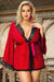 Sexy Long Sleeve Red Mesh Sleepwear With Belt