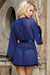 Sexy Long Sleeve Blue Mesh Sleepwear With Belt