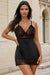 Black Lace Floral Back Closure with Hook and Eye Sexy Babydoll