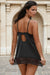 Black Lace Floral Back Closure with Hook and Eye Sexy Babydoll