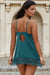 Green Lace Floral Back Closure with Hook and Eye Sexy Babydoll