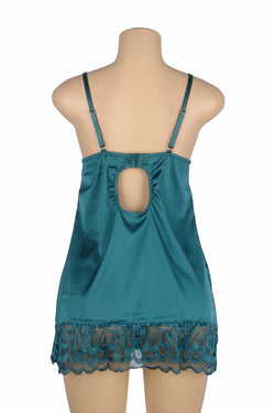 Green Lace Floral Back Closure with Hook and Eye Sexy Babydoll