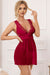 Burgundy Deep V-neck Mesh Sexy Babydoll