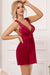 Burgundy Deep V-neck Mesh Sexy Babydoll