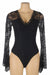 Black Eyelashes Lace Horn Sleeve Teddy