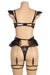 Black Sexy Lace Garter Bra Panty Set