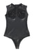 Black Sexy PU Leather Sleeveless Open Bust bodysuit